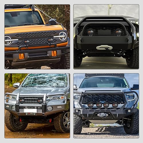 Miniatura 8 de Nilight Cubierta de Luz Pod Redonda de 7 Pulgadas para Conducción Todoterreno, 7.25 Pulgadas de Diámetro, Cubierta Protectora de Cuero Negro para