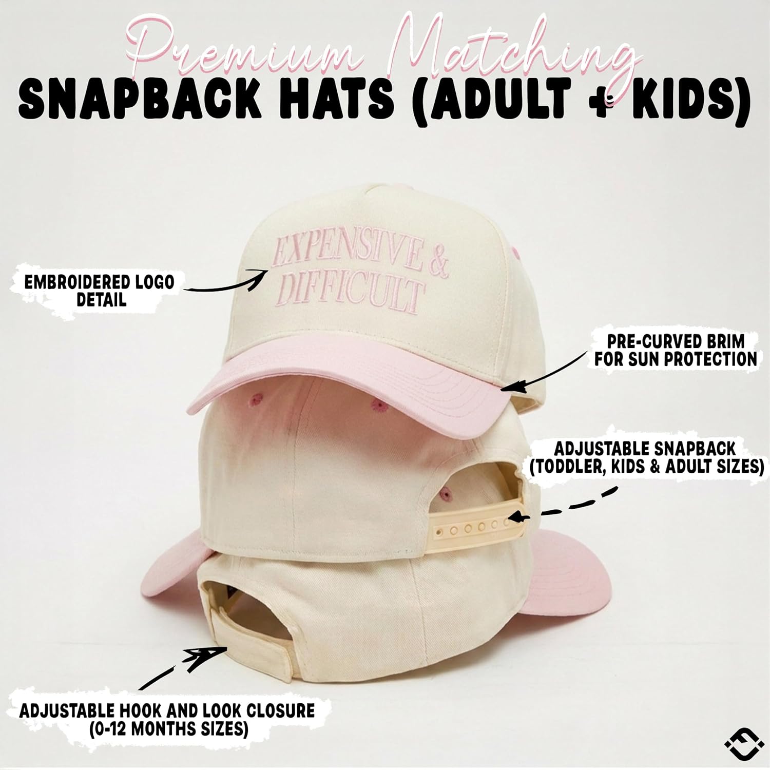 Funky Junque Matching Family Trucker Hat Set | Two-Tone Mommy & Me Snapback Baseball Caps, Infant, Toddler & Kids Sizes