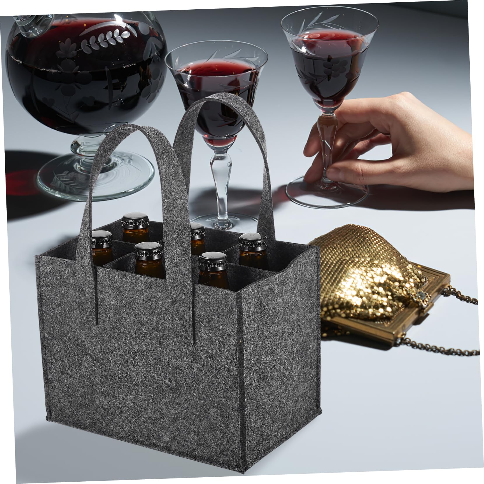 4piezas Bolsas para Botellas De De Fieltro Kit De Portabotellas para Camping y Picnic