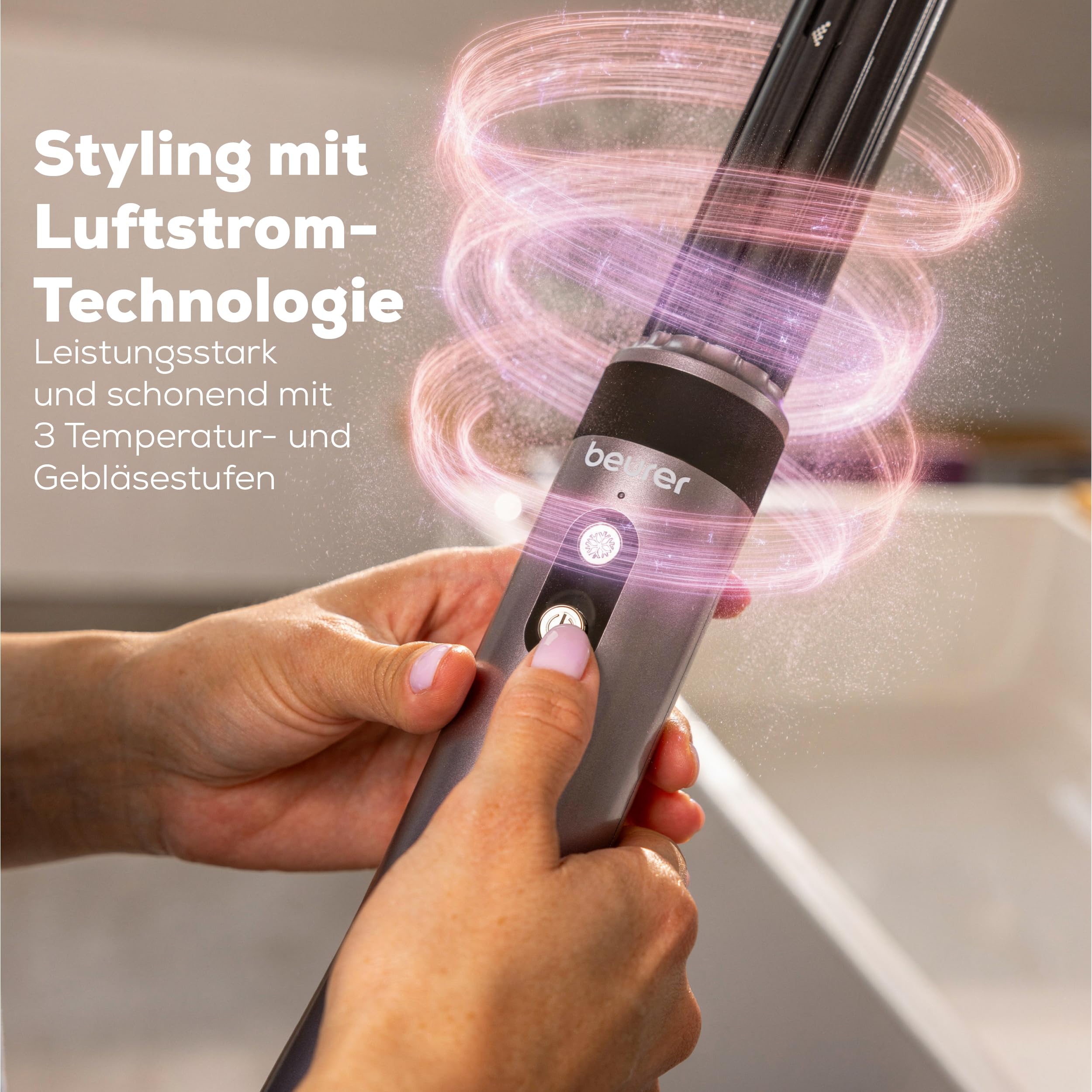Beurer Airstyler 5-in-1 Iconic Pro, Multifunktionaler Haarstyler für Locken, Glätten & Blowout, 5 Aufsätze