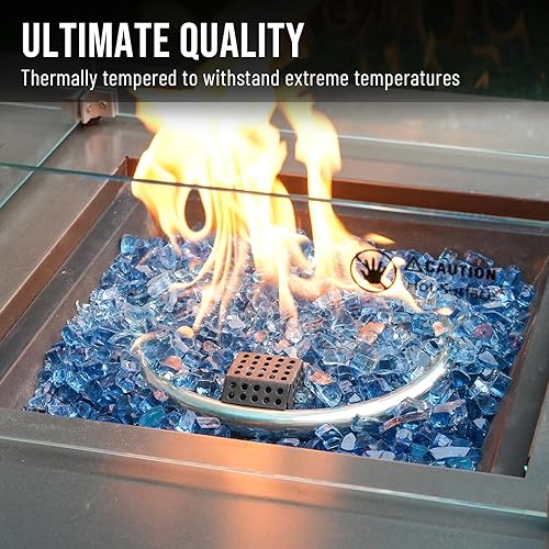 Miniatura 4 de Skyflame Vidrio de fuego regular de alto brillo de 10 libras para hoguera, chimenea, jardín, paisajismo, azul pacífico, tamaño de 12 pulgada