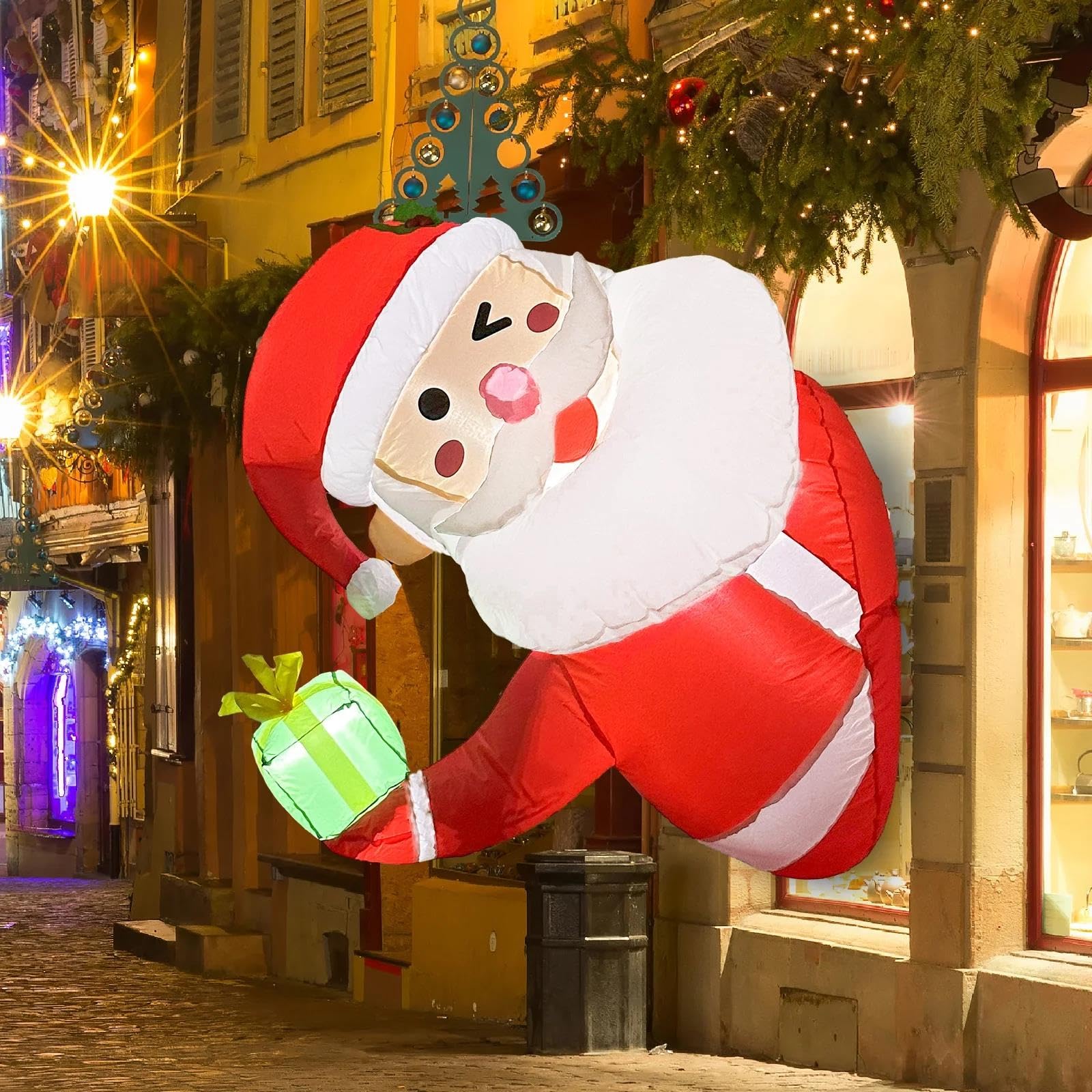 Babbo Natale Gonfiabile di Natale da 3,5 Piedi Che Si sporge dalla Finestra, Decorazioni Natalizie per Esterni Che Si gonfiano per la Decorazione del Prato di Capodanno