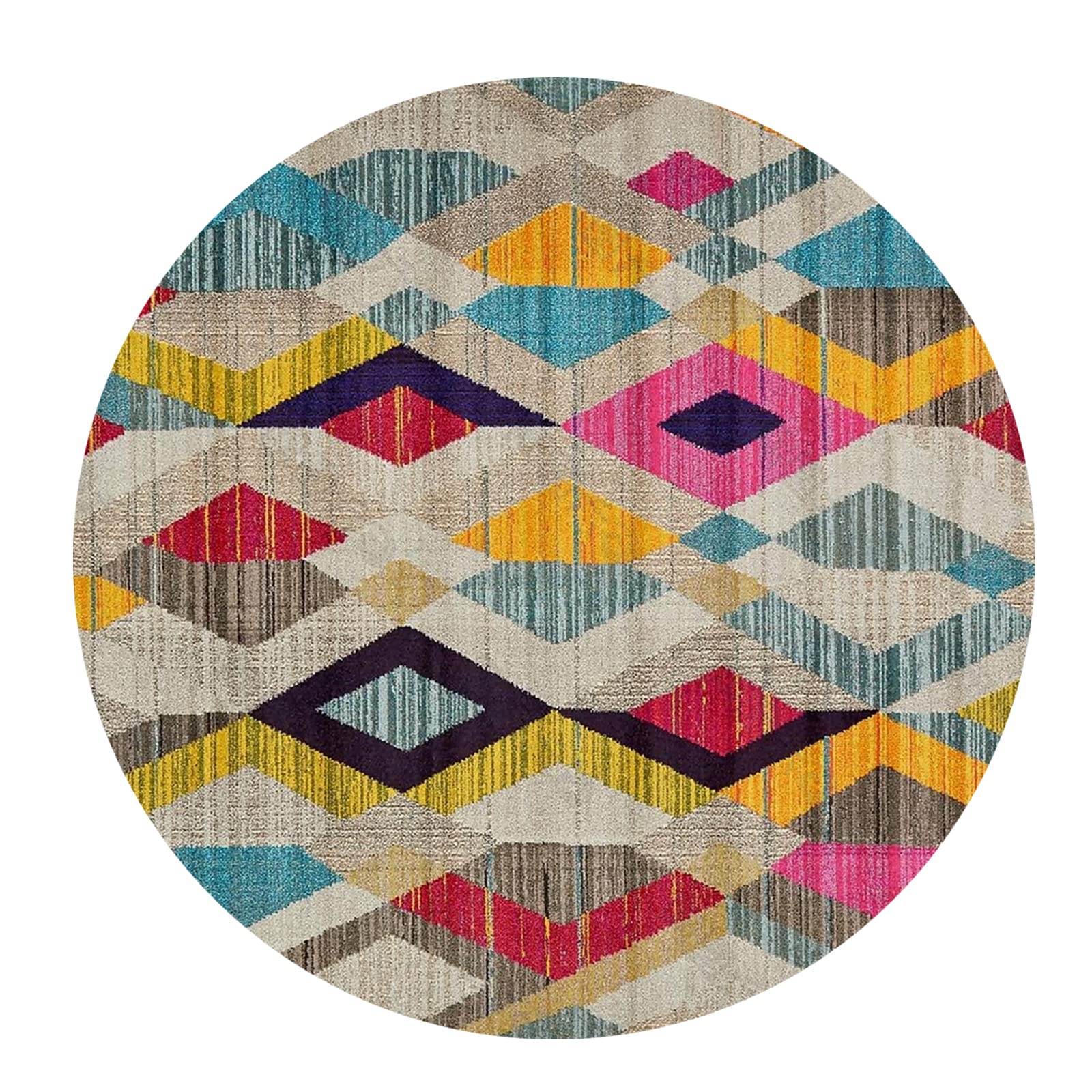 Tapis rond géométrique coloré 160 cm pour salon et chambre