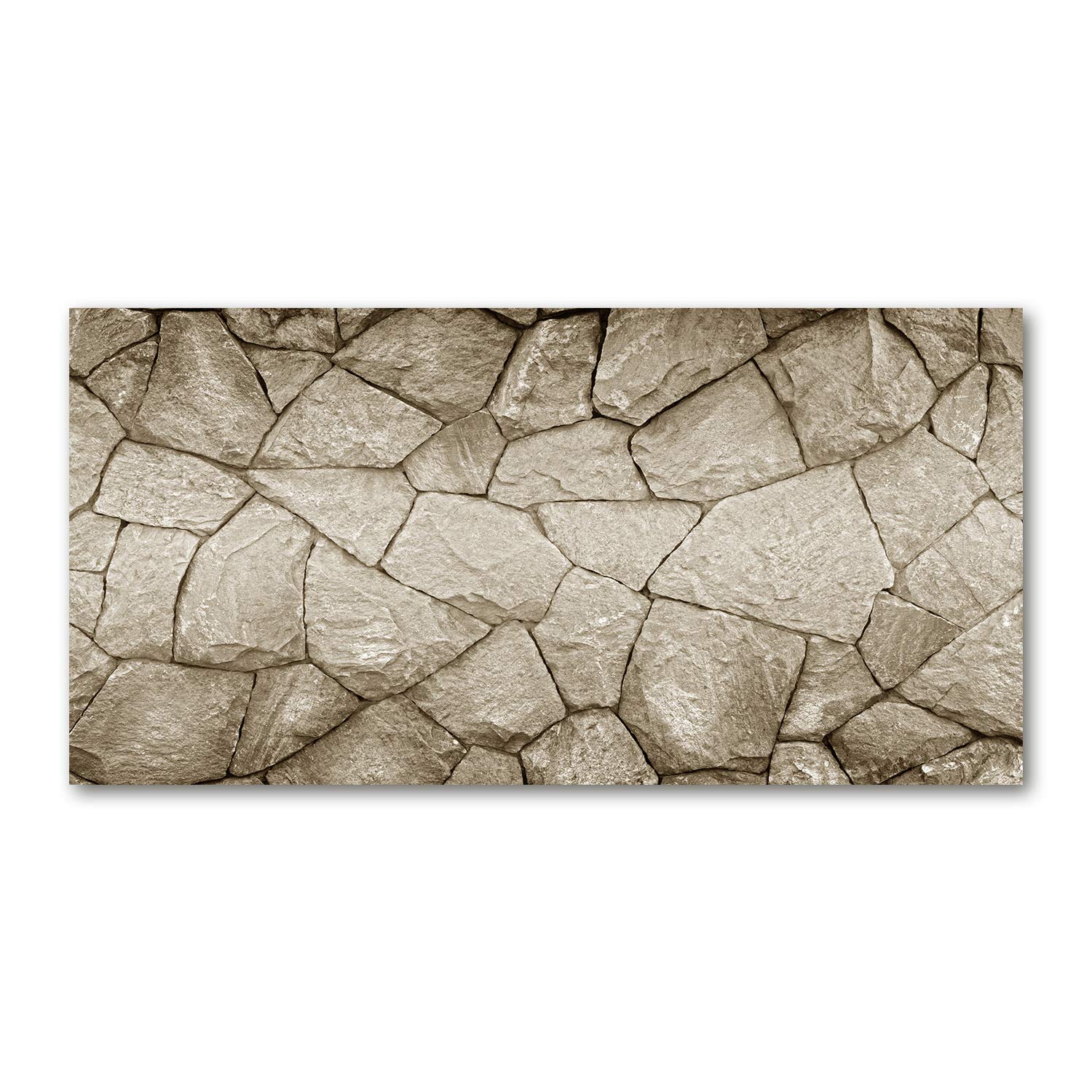 Impression sur verre 120x60 cm mur de pierre beige pour decoration panoramique salon