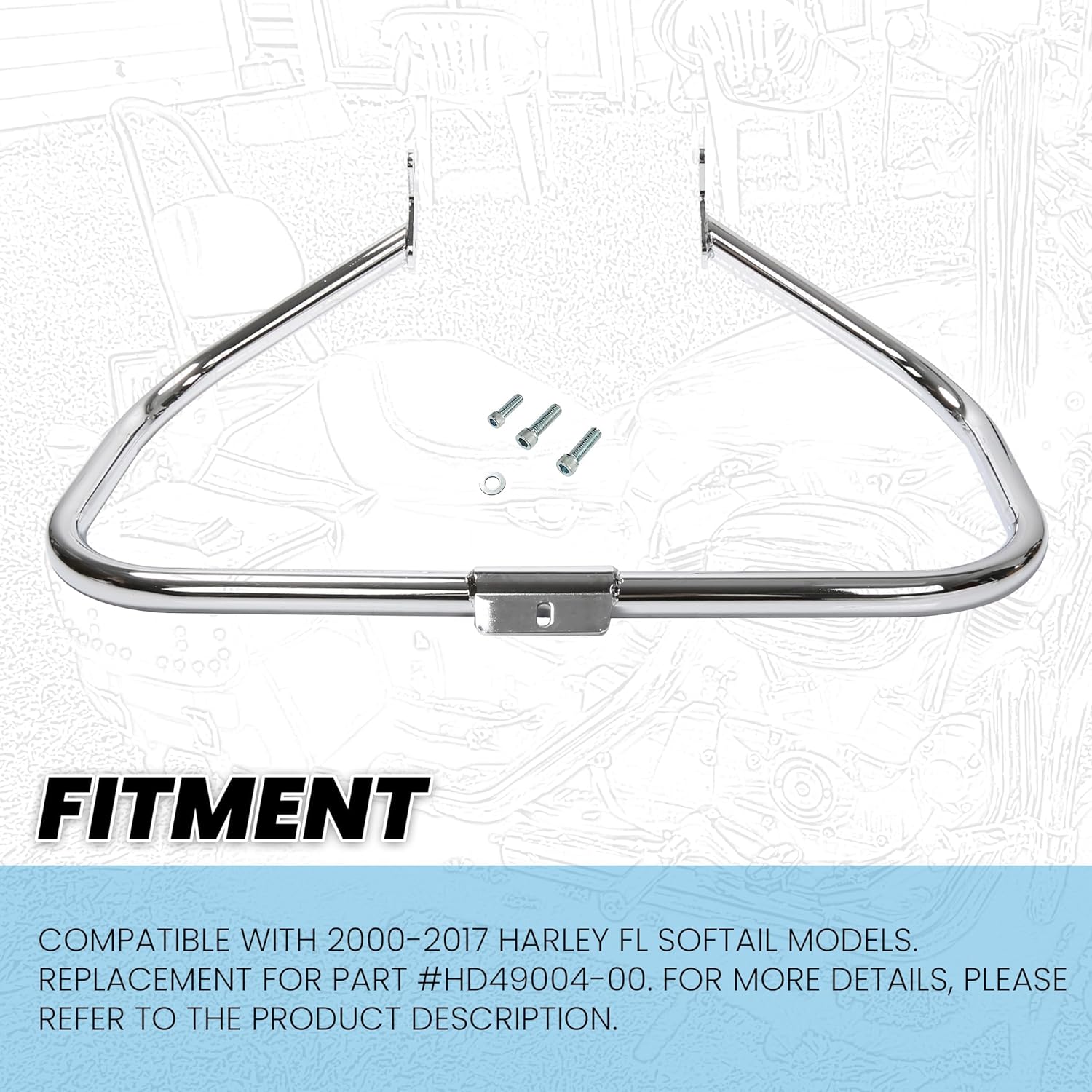 ECOTRIC Chrome Engine Guard Highway Crash Bar Compatible with 2000-2017 Harley Heritage Softail Fat Boy Springer FLST Replacement for HD49004-00