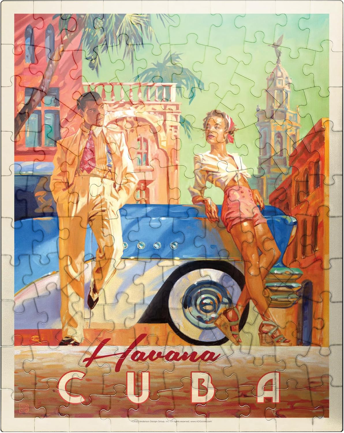 MyPuzzle Cuba: Havana Shade, Vintage Poster - Premium 500 Piece Jigsaw Puzzle for Adults