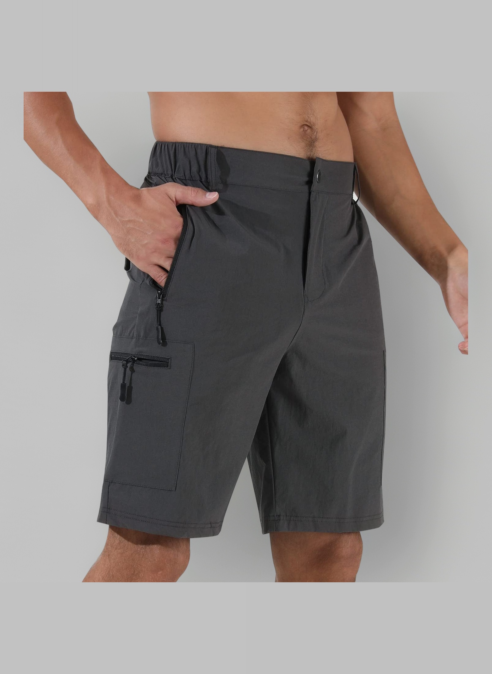 Suwangi Men's Cargo Hiking Shorts Outdoor Lightweight Quick-Dry Shorts Golf Walking Climbing Fishing Short with Zipper Pockets