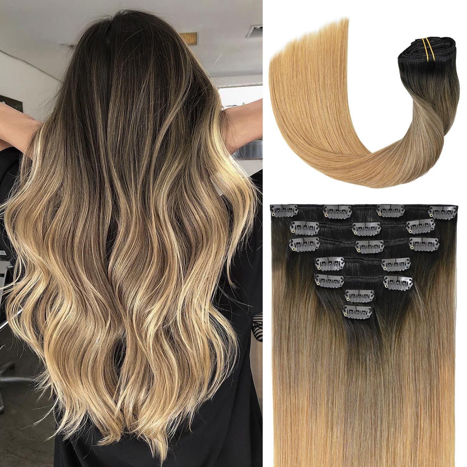 WindTouch Clip in Hair Extensions Human Hair, 15 Inch 75g #4 Medium Brown Hair Extensions for Women Real Human Hair Clip in, Remy Human Hair Extensions Clip ins, Soft Natural Straight — view 29