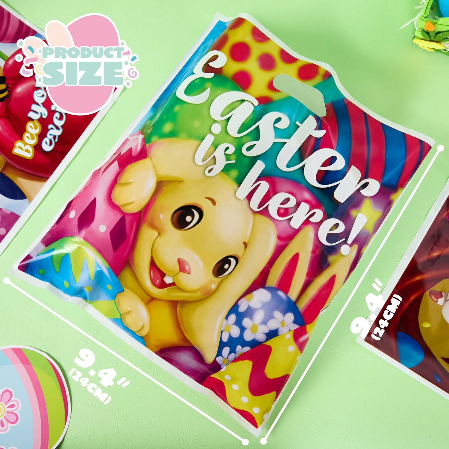JOYIN 72 Pcs Easter Gift Bags 13" x 14.8", PE Goodie Bags Party Treat for Easter Egg Hunt, Kids Theme Party Favor Supplies