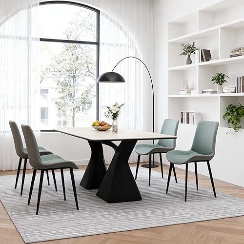 Miniatura 21 de Sillas de comedor, modernas sillas de comedor de piel sintética con patas de metal resistentes, asiento tapizado, sillas laterales decorativas