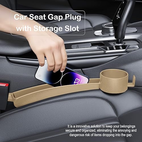 Miniatura 7 de Enchufe para asiento de automóvil con ranura de almacenamiento, organizador de llenado automático de huecos con soporte para tazas, tira universal