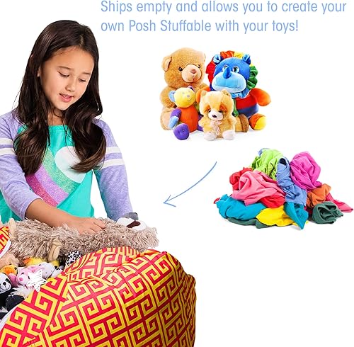 Miniatura 391 de Posh Funda de Silla Puf Rellenable para Almacenamiento de Animales de Peluche para Niños - Organizador de Juguetes Infantiles, Grande-38 - Lona