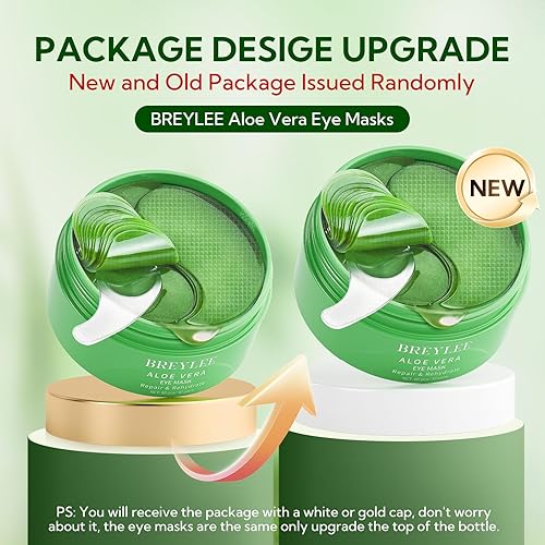 Miniatura 2 de BREYLEE - Máscaras de ojos de aloe vera - 60 piezas - Reduce los ojos hinchados y las ojeras, reafirma y mejora la piel debajo de los ojos,