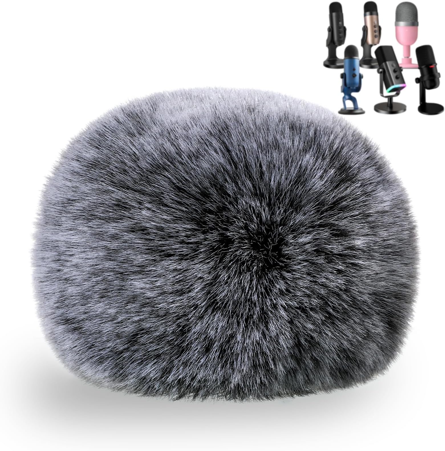 ZealSound Blue Yeti Pop Filter, Furry Microphone Windscreen Foam Cover for Yeti, Yeti X, Yeti Nano, Yeti Pro, ZealSound K66, AM8, SoloCast, Razer Seiren Mini & More USB Mics for Podcasting, Black