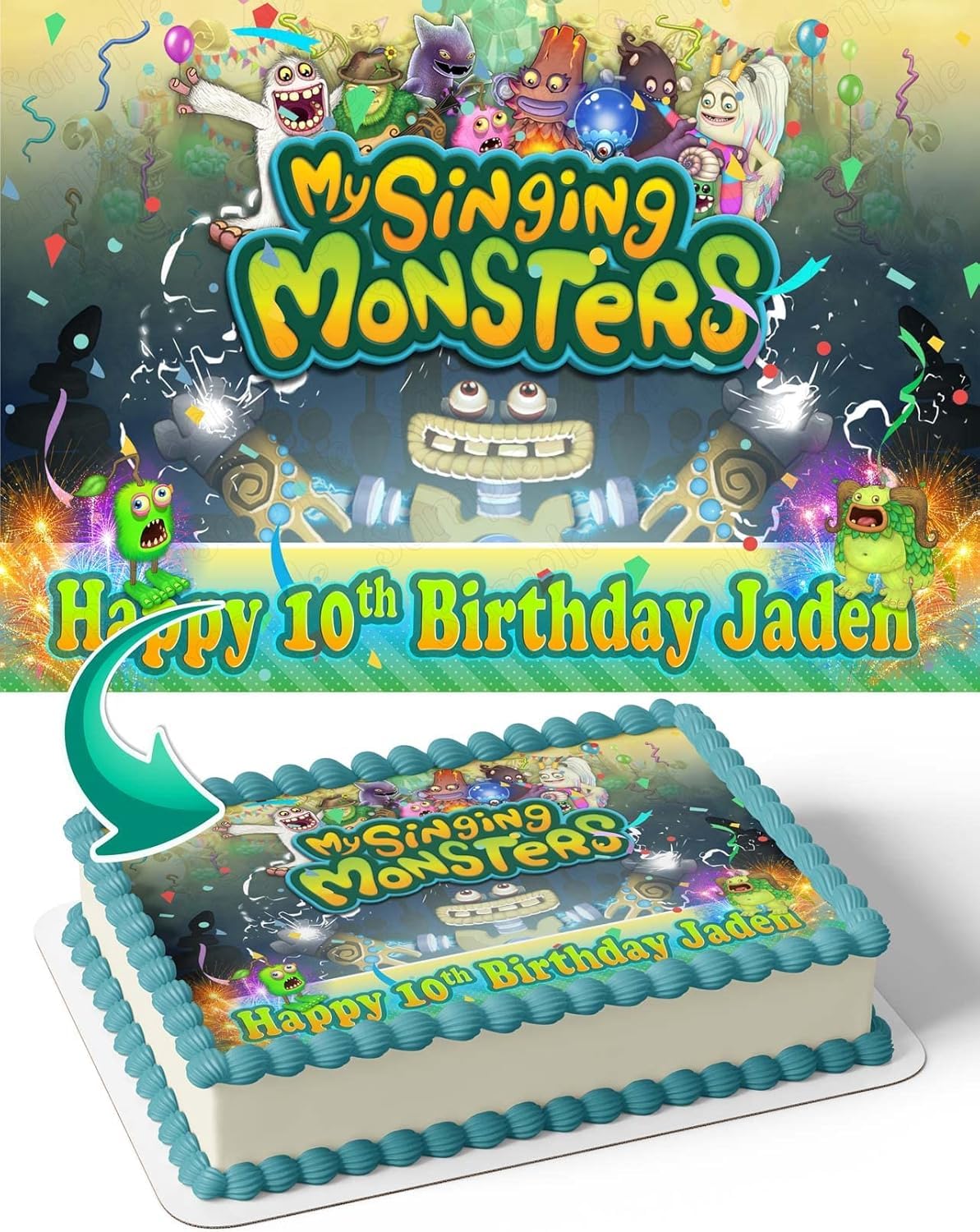 Amazon.com: Monsters MS Edible Cake Image Topper Personalized Birthday Cake  Banner 1/4 Sheet : Grocery & Gourmet Food