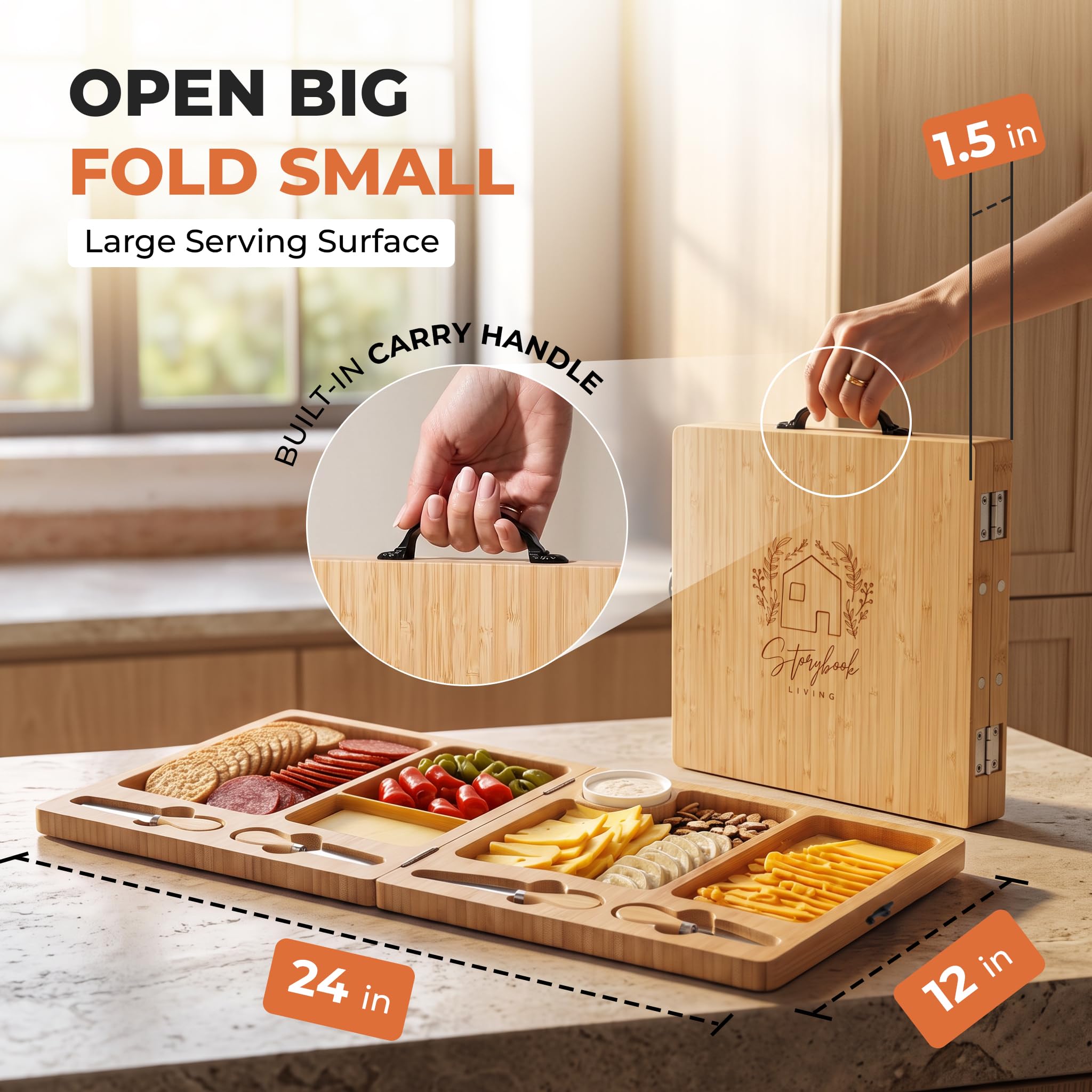 Large Bamboo Charcuterie Board Set -4