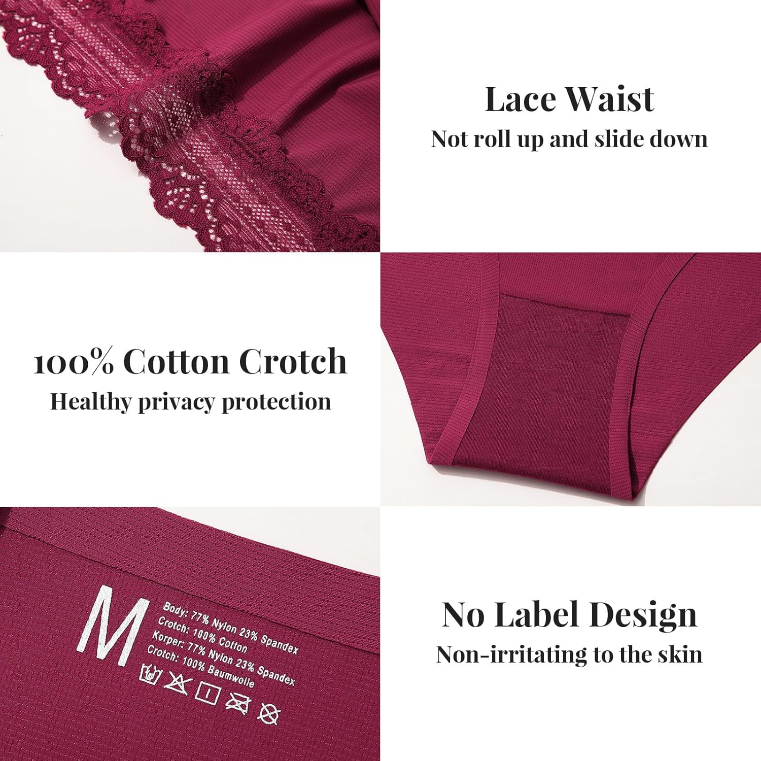 Aijolen Seamless Underwear for Women No Show Bikini Panties Lace Cheeky Hipster 6 Pack S-XL - Image 5