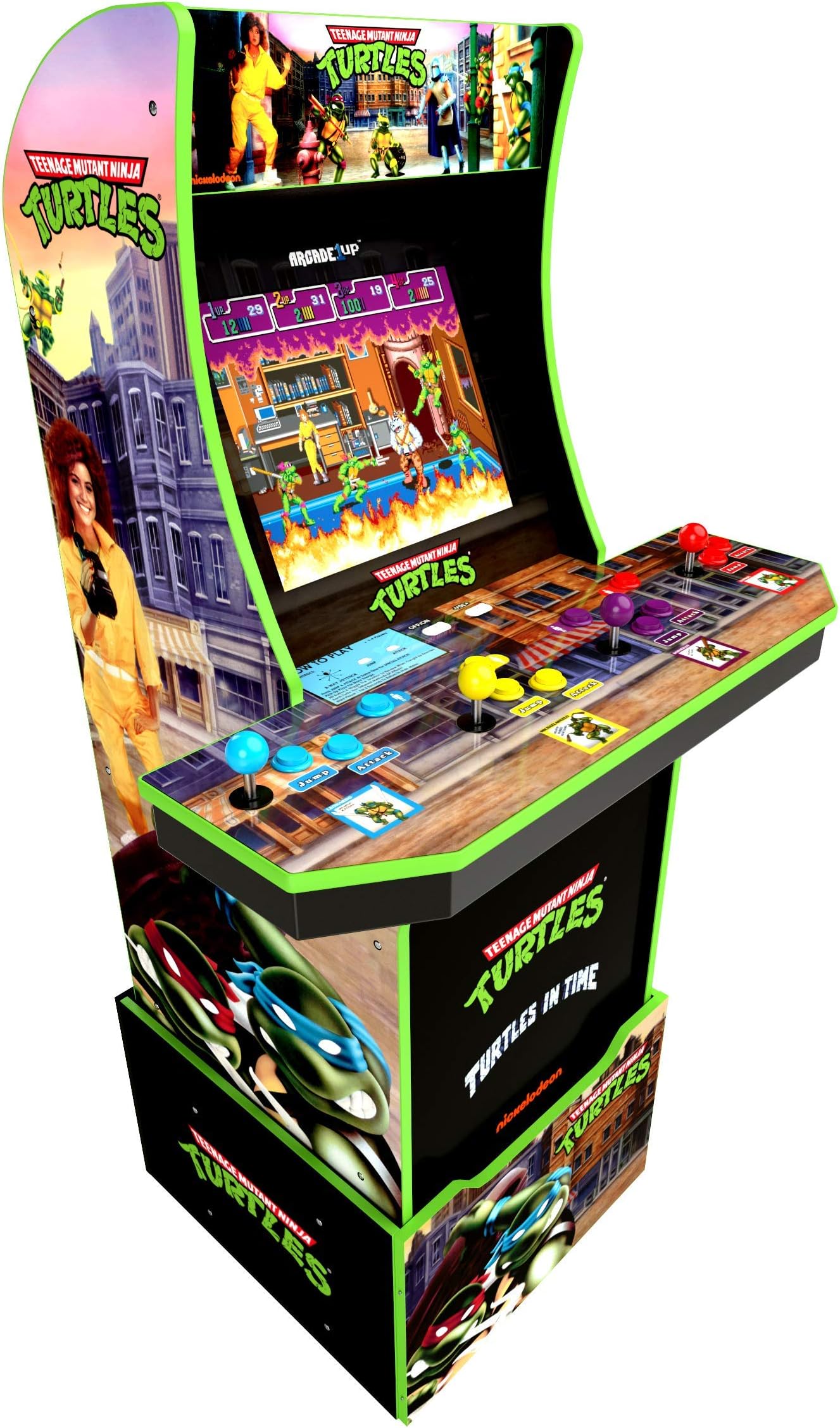 Arcade1Up Teenage Mutant Ninja Turtles Arcade Cabinet 2 games in 1, black, 7633
