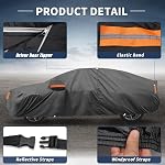X AUTOHAUX Couverture de voiture pour Honda Civic Sedan/Coupe 210D-PU Couverture de voiture complète en plein air tout le temps avec fermeture à glissière de porte pour l'imperméabilisation du soleil Snow Protection