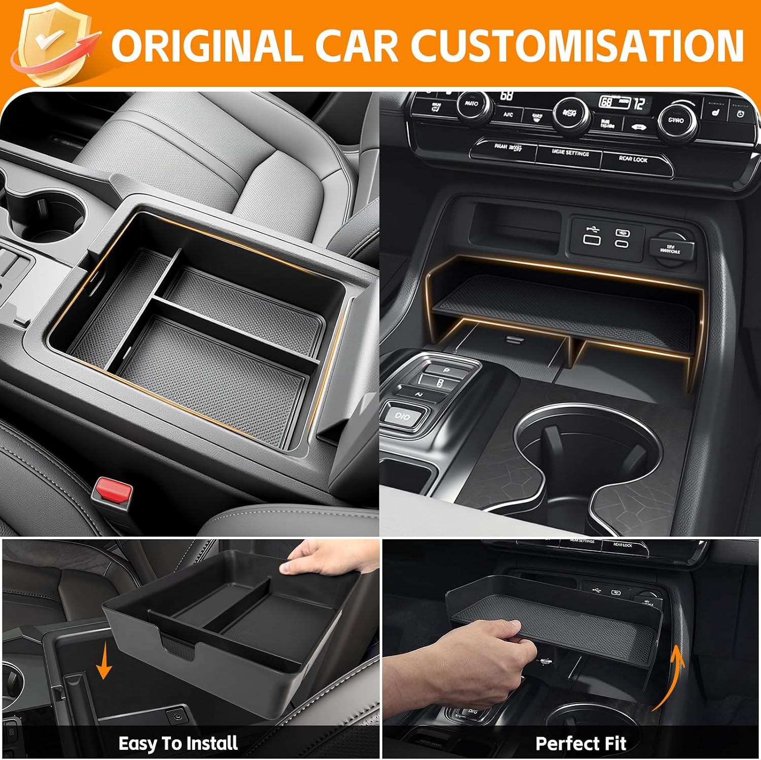 Center Console Organizer Armrest Tray Compatible with 2023-2026 Honda Pilot&2026 Honda Passport Storage Box Insert for Pilot Passport Accessories image 3