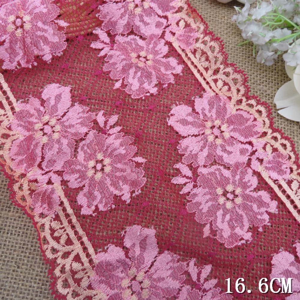 10 Yards 6-1/2" Wide Stretch Polyester Embroidery Lace Trimming Clthes Craft Supply