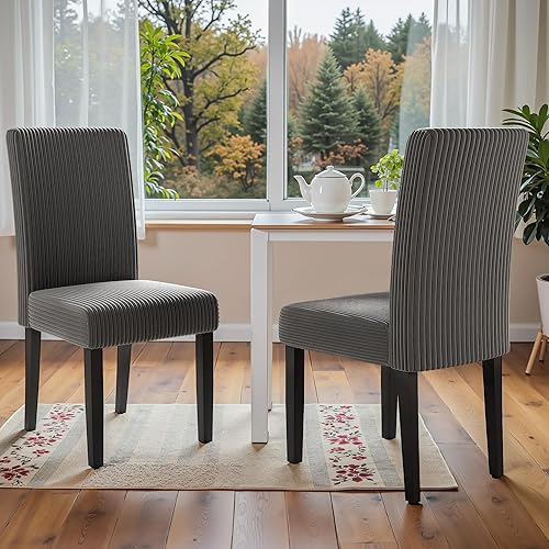 Vista 9 de Furmax Juego de 2 sillas de comedor ergonómicas, sillas de comedor de piel sintética, sillas de cocina con botones copetudos con patas de madera