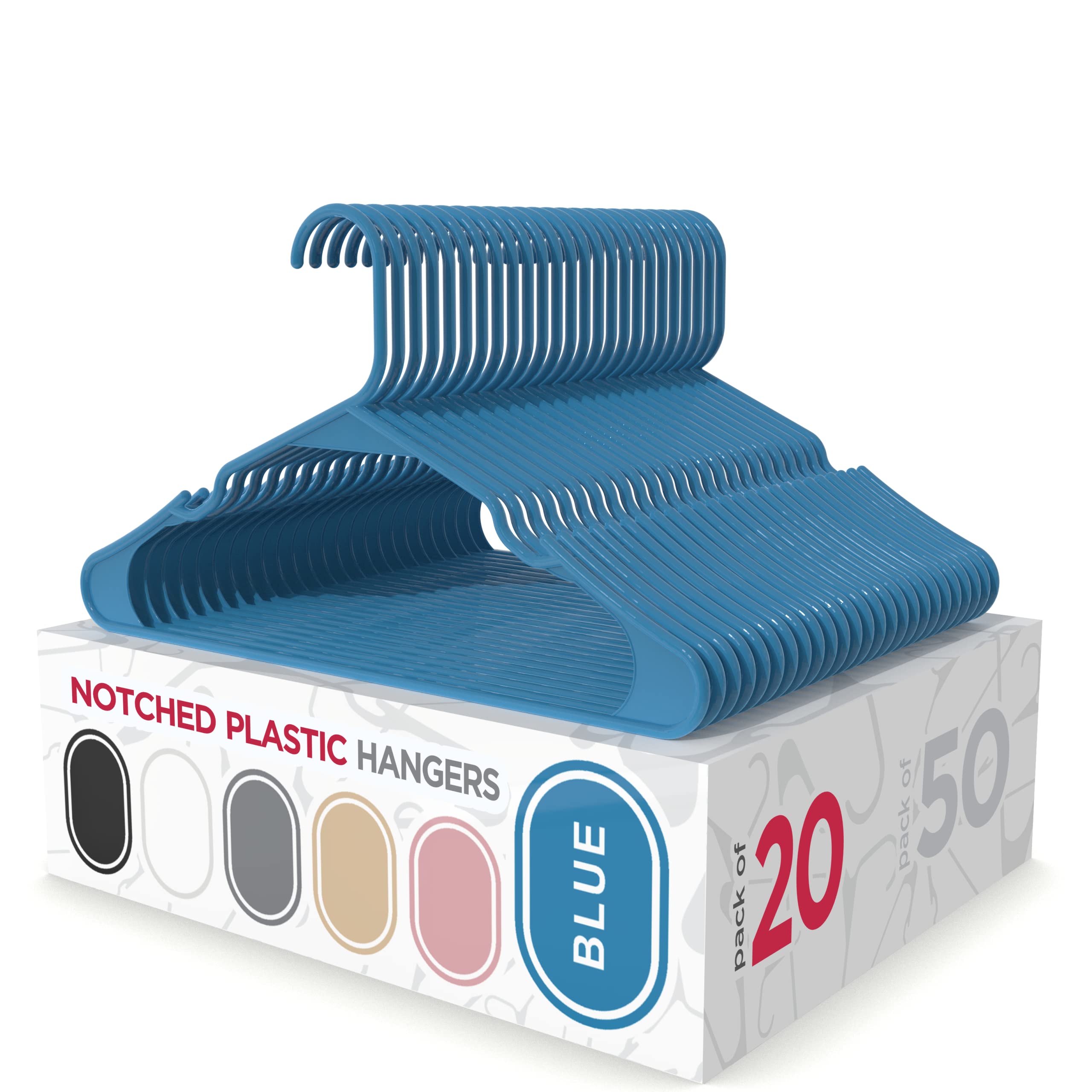 Cintres en plastique encochés et résistants, lot de 20 peu encombrants
