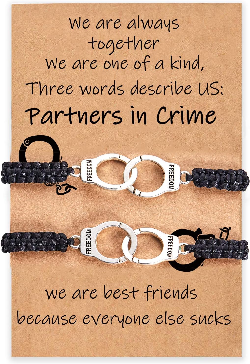 SANNIDHIFriendship Bracelets for 2 Girls, Creative Handcuff Braided Bracelet for Best Friends, Adjustable Bracelets for Women Couple Gifts - Partners in Crime