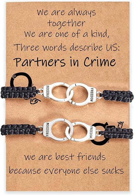 Desimtion Christmas Friendship Bracelets for Women, Partners in Crime Handcuff Matching Bracelets, Funny Best Friend Birthday Gifts for Women Unique BFF Bracelets for 2/3/4
