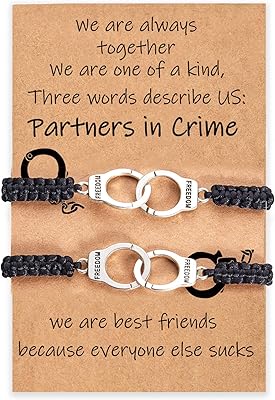 Best Friend Bracelets for 2 Partners in Crime Birthday Gifts for Best Friend Handcuff Matching Friendship BFF Bracelets for 2