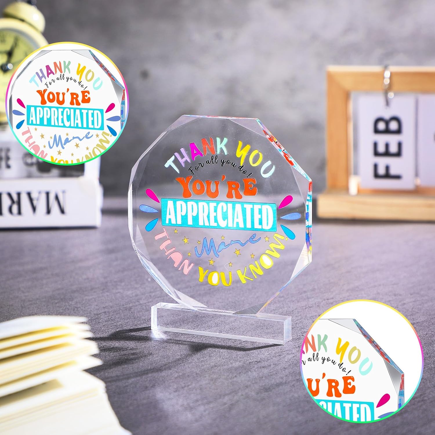 Menkxi Appreciation Acrylic Award 4.72" x 5.31" Large Appreciation Trophy Employee Trophies Award Christmas Party Gifts for Employees Coworkers Team End of Year Gifts