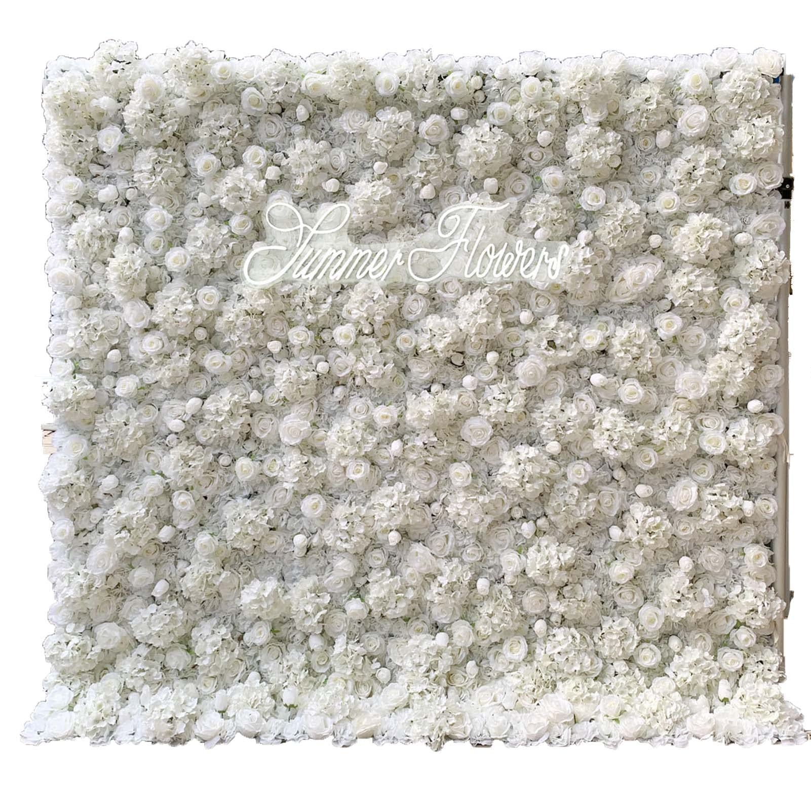 Pannelli Decorativi da Parete con Fiori Artificiali, Set di Pannelli con Rose Bianche, Sfondo Floreale Artificiale 3D con Ortensie E Rose in Seta per Foto, Feste in Casa,