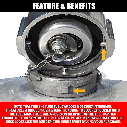 Miniatura 3 de Tapa de combustible diesel sin bloqueo, 3 "nominal,14 de vuelta,Sin ventilación,Tapa de combustible de aluminio para 96-18 Freightliner Cascadia