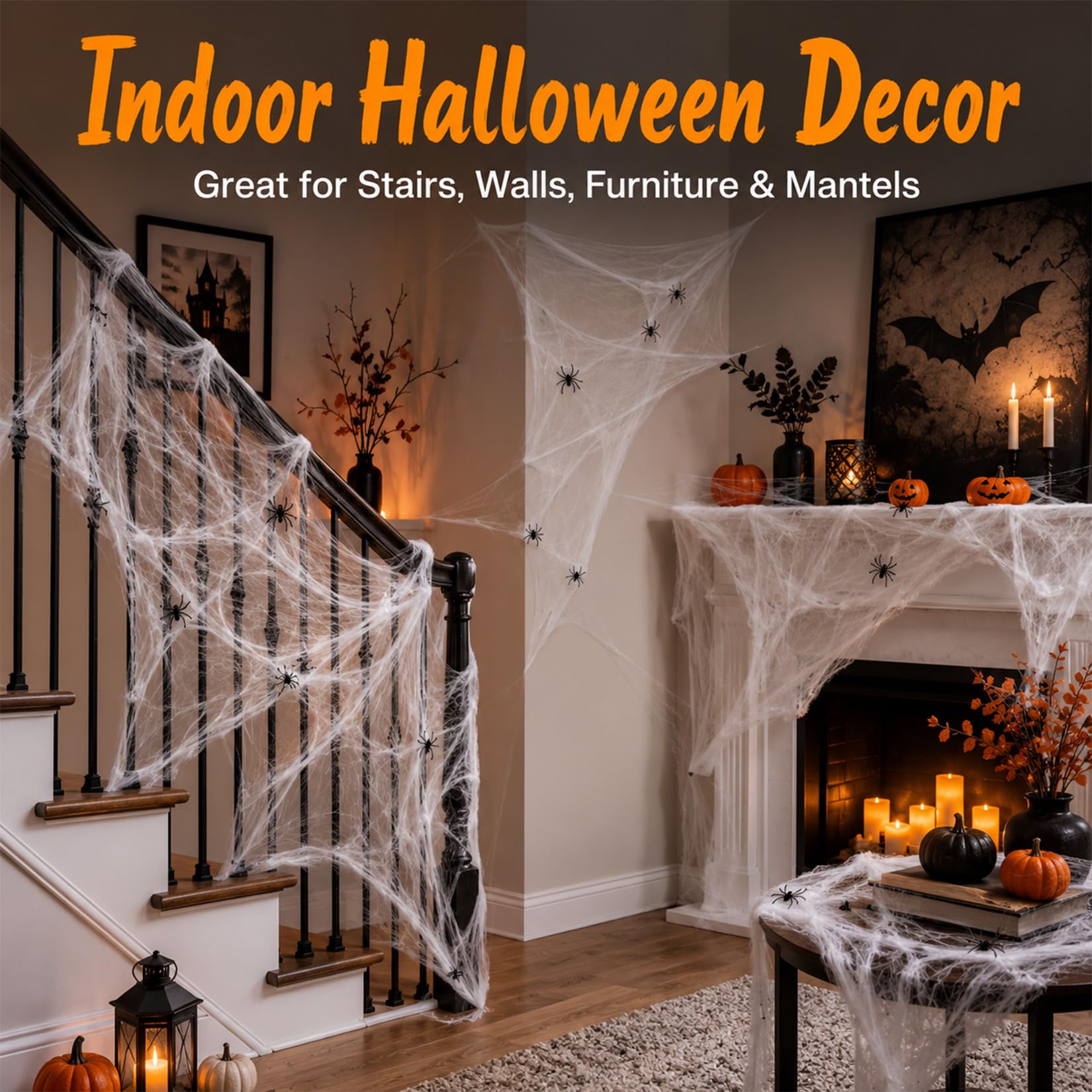 MAQIHAN Pajęczyny o powierzchni 1100 m2, dekoracje na Halloween, pajęczyny, dekoracje na Halloween, pajęczyny, dekoracja z 40 sztucznymi pająkami, super rozciągliwe pajęczyny, dekoracja na imprezę