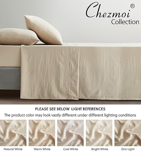 Vista 61 de Chezmoi Collection Juego de sábanas tamaño King lavado a piedra, 4 piezas extrasuaves, transpirables, resistentes a las arrugas y a la decoloración