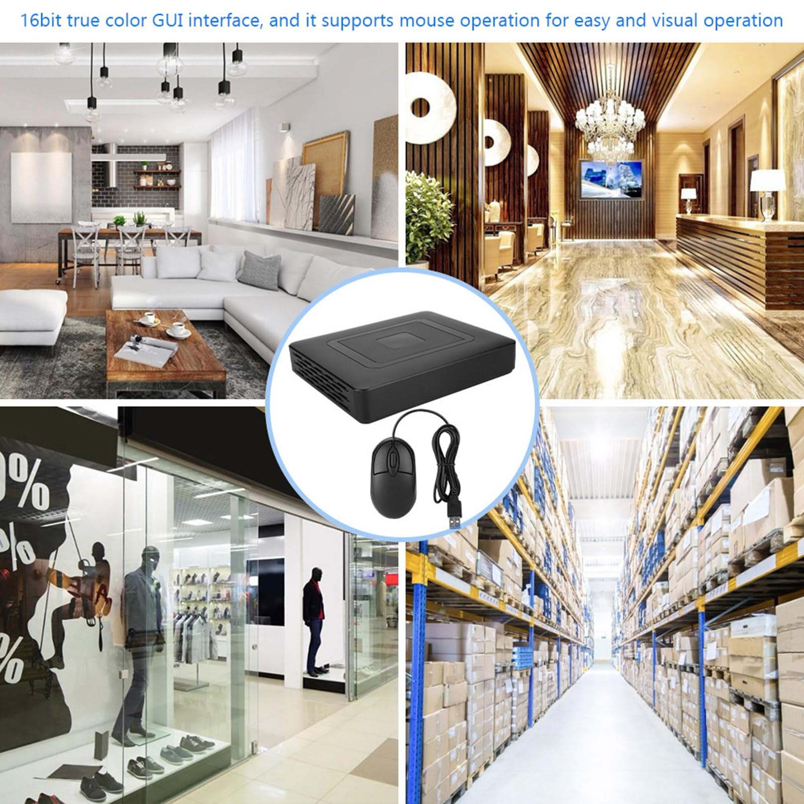 Cryfokt Rejestrator Wideo 4-kanałowy 5 w 1, 4-kanałowy Rejestrator CCTV DVR NVR w Czasie Rzeczywistym z kopią zapasową USB i detekcją Ruchu, do Wyświetlania Obrazu HD w Wielu (100-240V norma