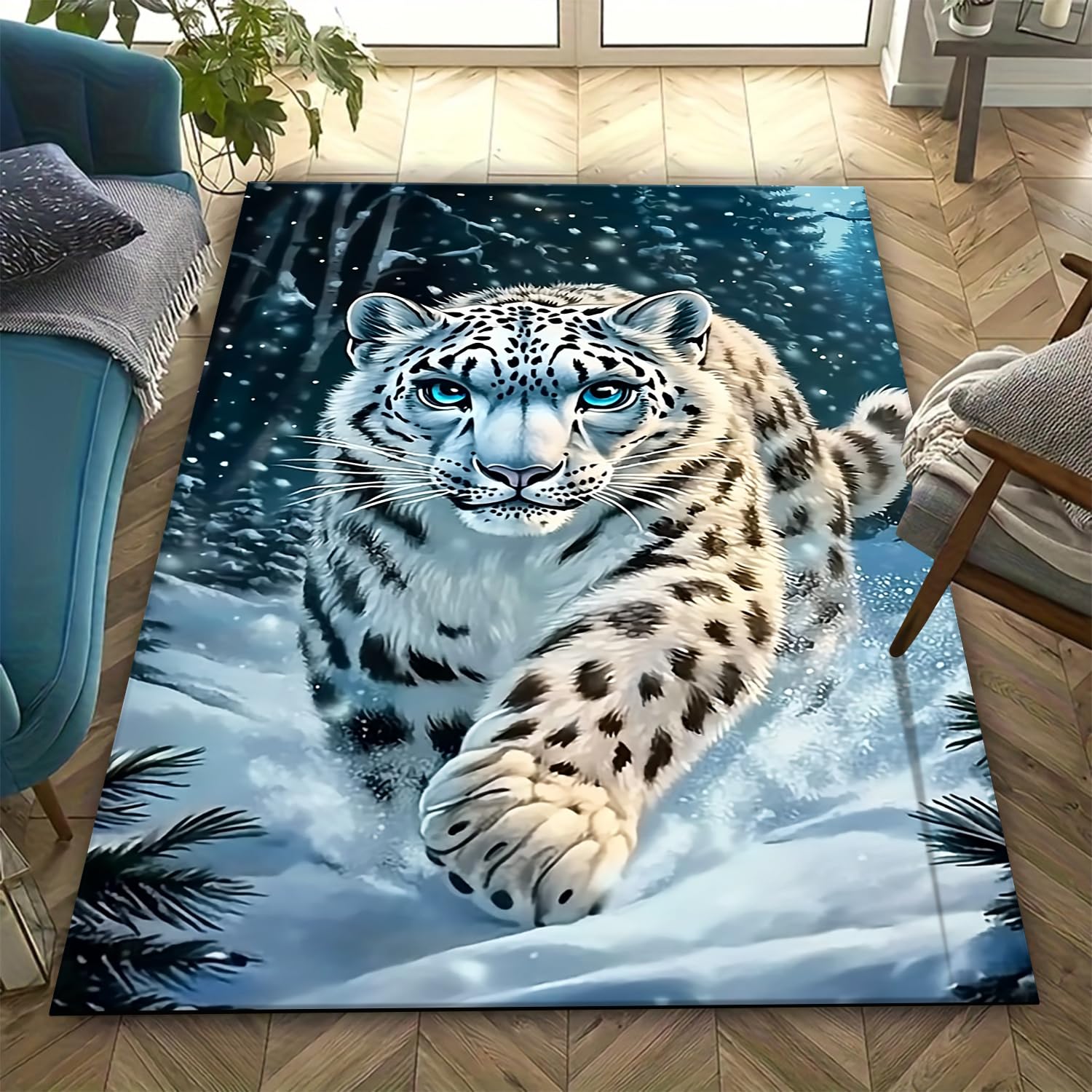 Tapis 3D imprimé léopard 160x230 cm pour le salon et la chambre