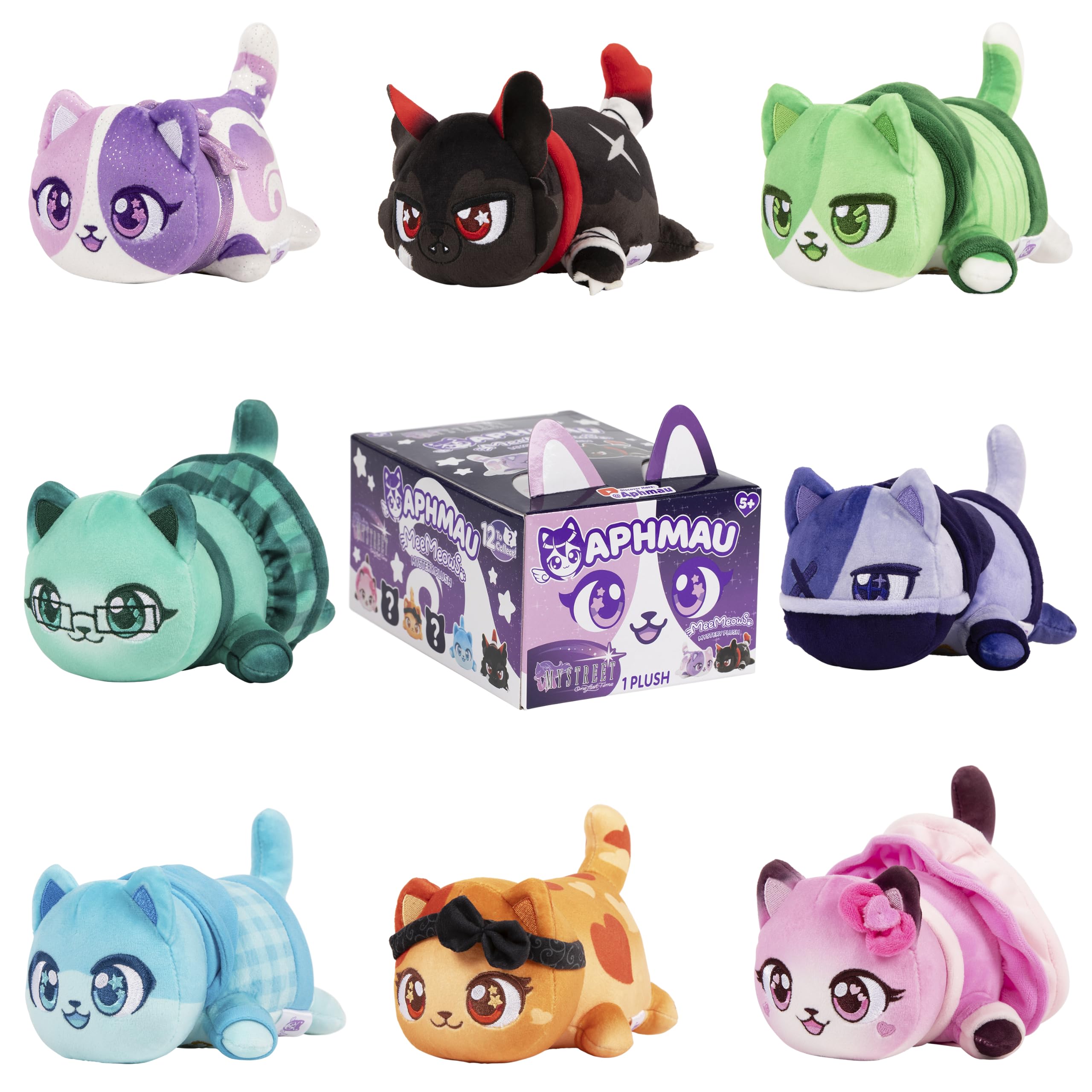 Aphmau MyStreet MeeMeow Mystery Plushies – Surprise Collectible Cats - 8 to collect, One Supplied, Styles May Vary