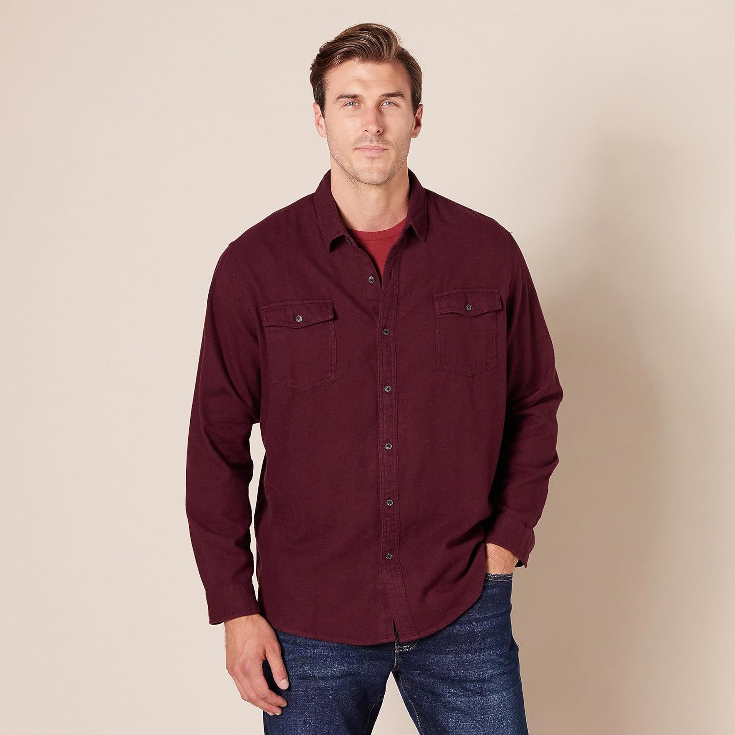 Amazon Essentials Men's Regular-Fit Long-Sleeve Two-Pocket Flannel Shirt - Image 6