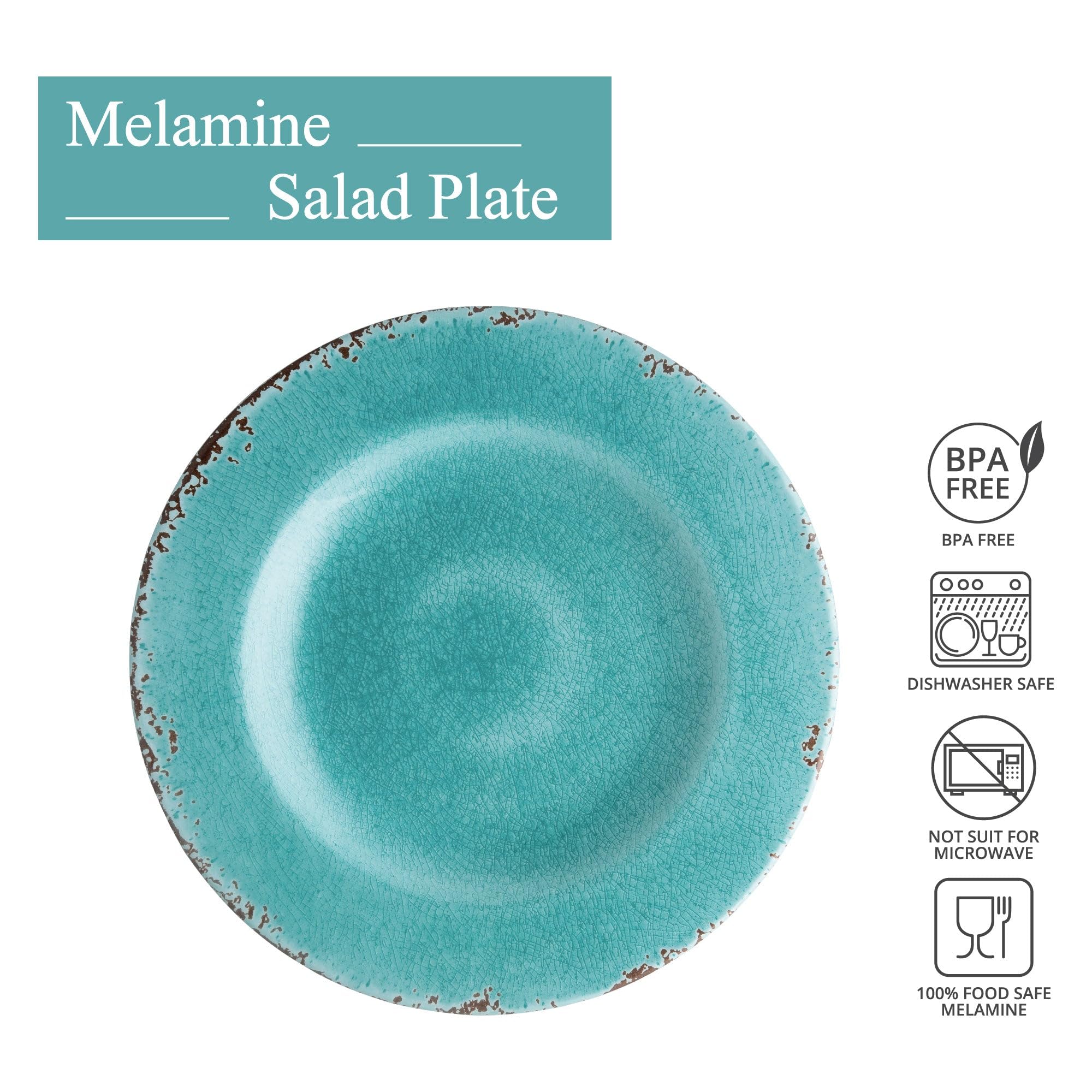 UP ware - Piatti da portata, in melamina, peso pesante e resistente, 6 pezzi, colore: Turchese