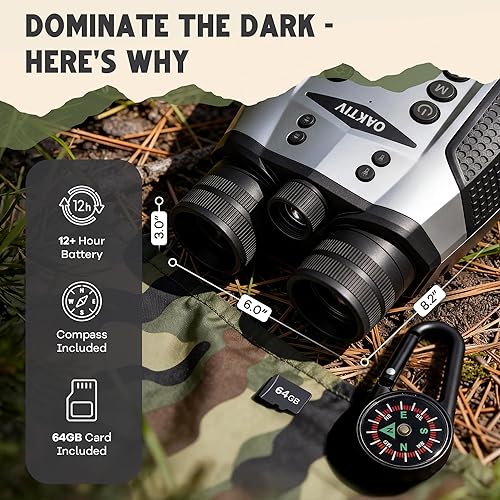 Miniatura 5 de Gafas de visión nocturna para adultos, 4K, tácticas militares térmicas con cámara de 48 MP, zoom 5X, tarjeta de 64 GB, batería de 10,000 mAh,