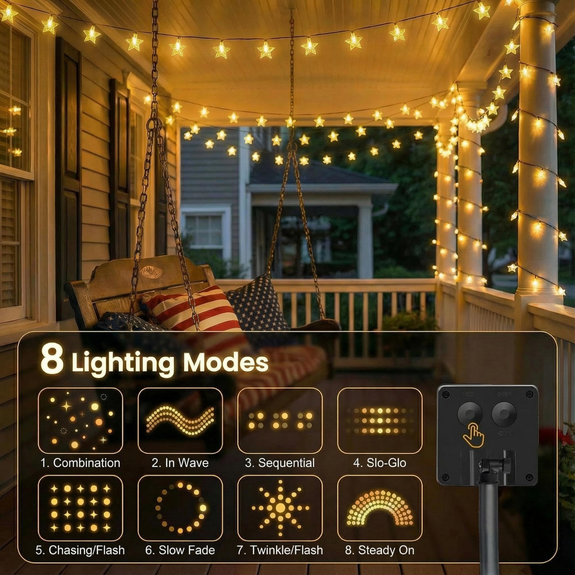 Twinkle - Guirnalda de luces solares impermeables para exteriores, 39 pies, 100 LED con 8 modos de iluminación para Navidad, Halloween, boda, fiesta, árbol, jardín (blanco cálido)