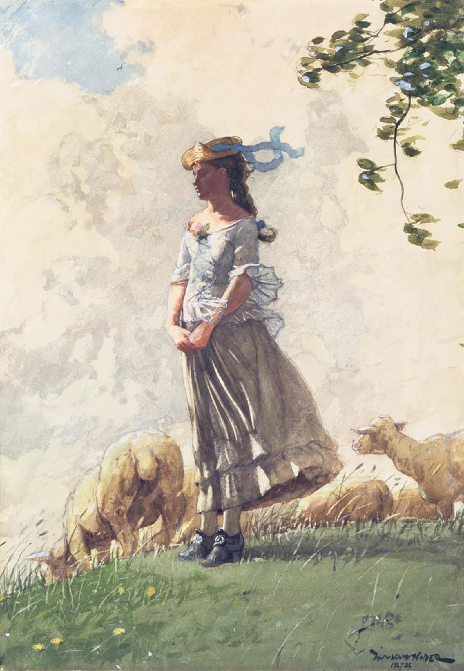 ARTXLXXBN Famous Painting Canvas Artwork Graffiti Print Fresh Air by Winslow Homer Portrait Canvas Image for Home Decor 60x90cm