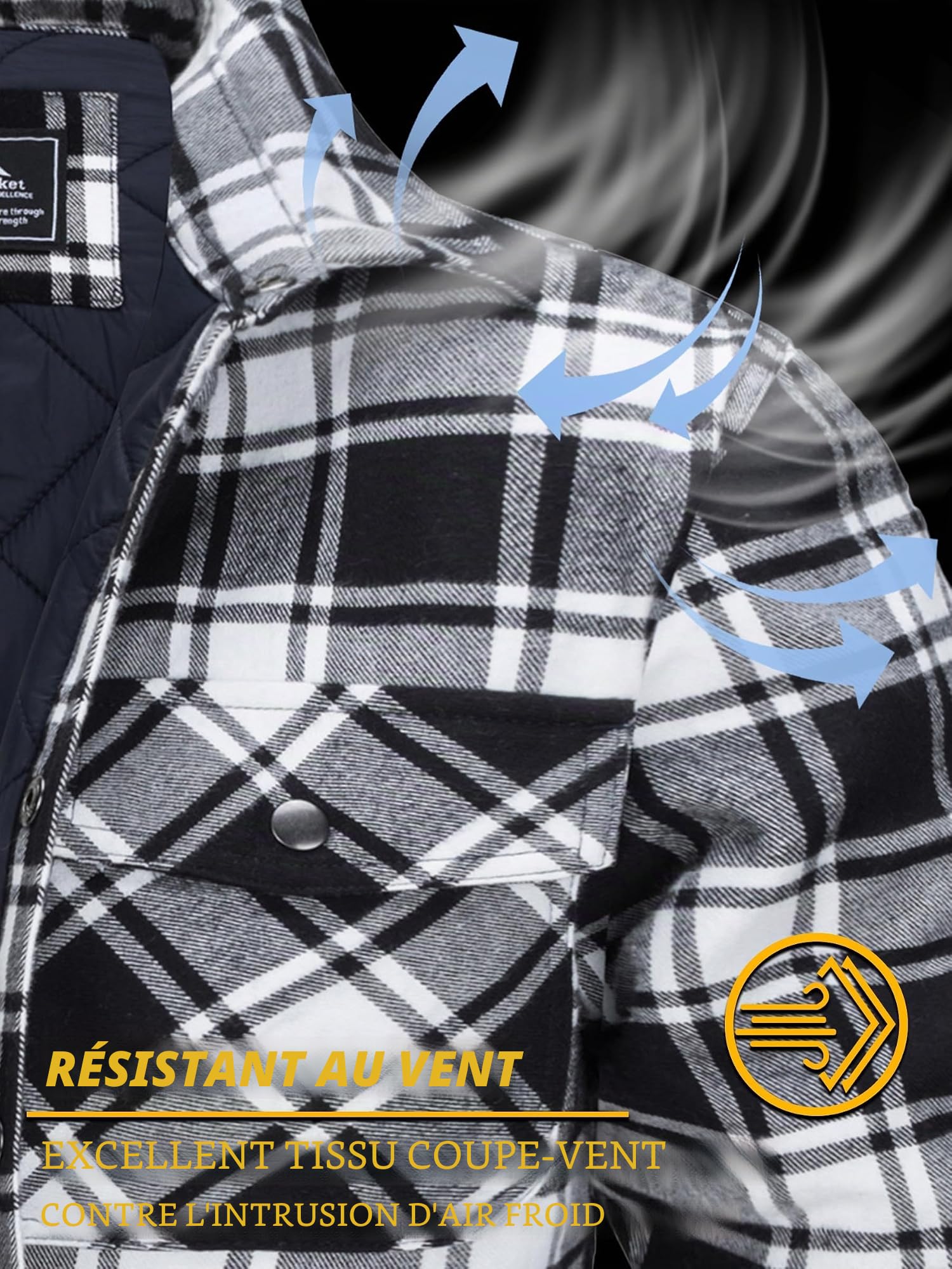 TACVASEN Veste de Bûcheron Matelassée pour Homme Chemise de Travail Décontractée en Flanelle a Carreaux Manches Longues