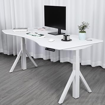 ApexDesk Quattro Series 60" Electric Adjustable Standing Computer Desk for Home and Office Width and Height Adjustable, Curved White