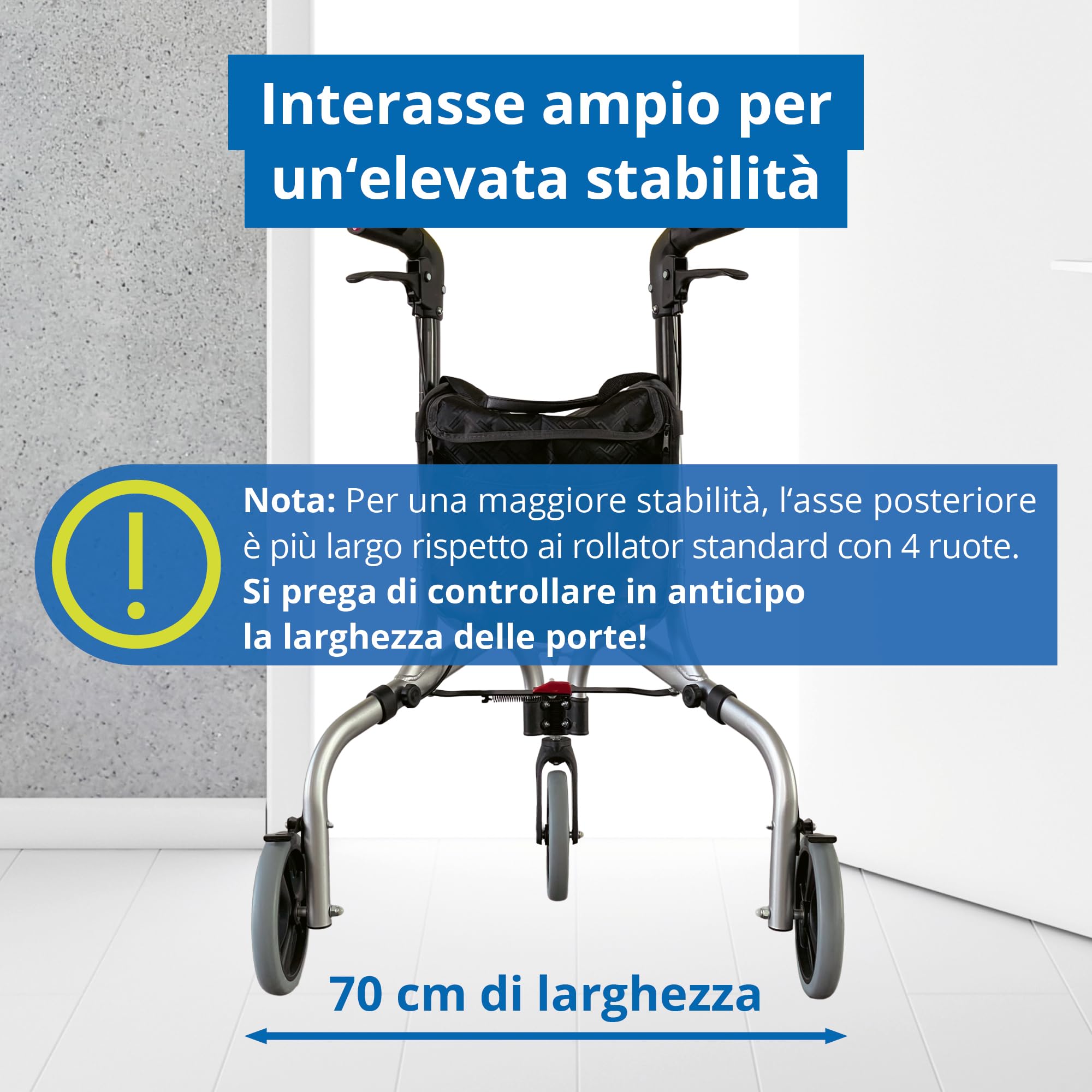 Weinberger 02217 - Deambulatore in alluminio, 3 ruote, con custodia, 4, 2 kg, colore: argento, nero