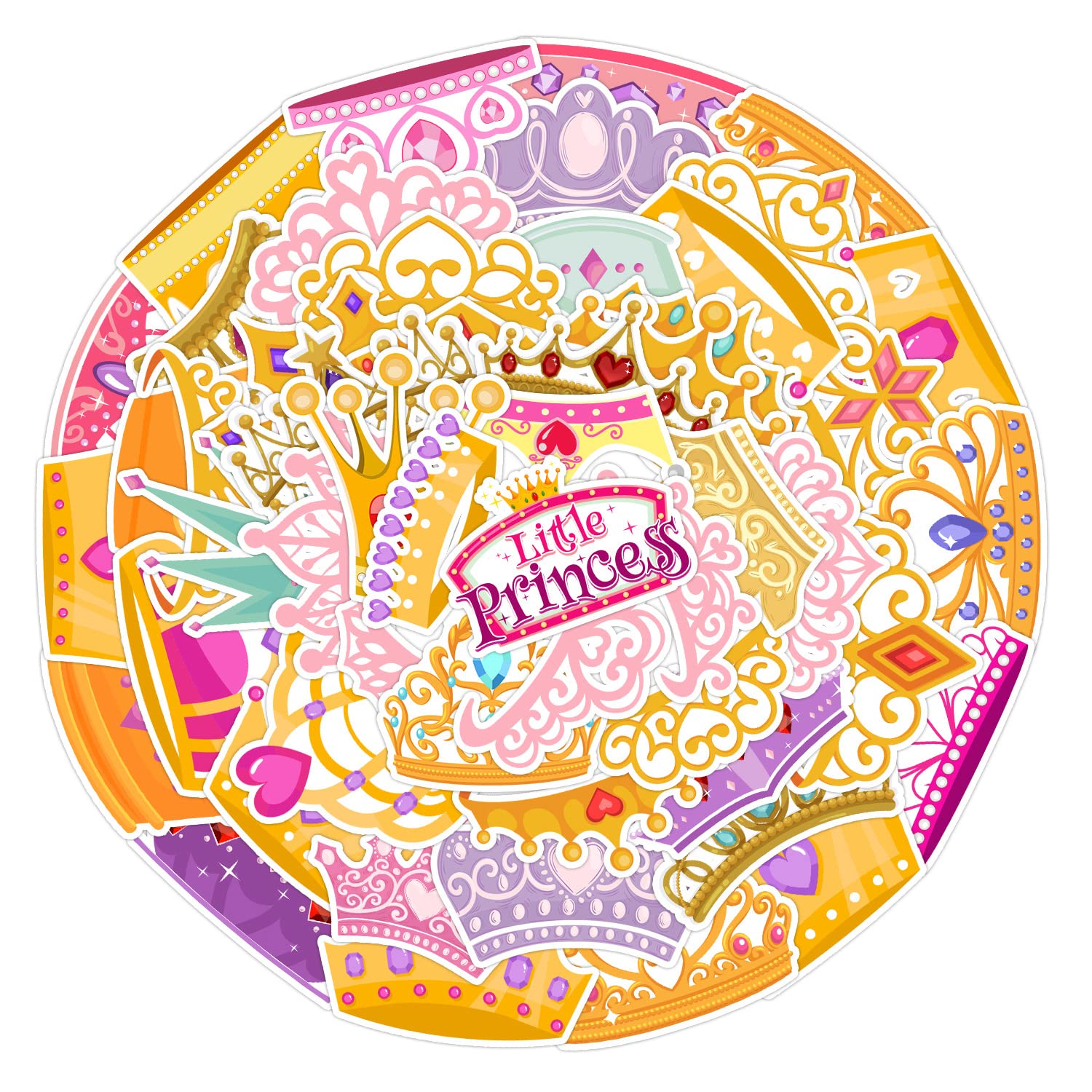 Affoto Princess Crown Stickers for Laptop(50 PCS),Gift for Children Teens Adults Girl Boys,Crown Waterproof Stickers for Water Bottle,Vinyl Stickers for Scrapbook,Skateboard,Bike,Phone,Dairy