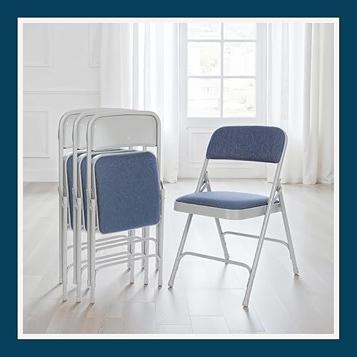 Miniatura 2 de OEF Furnishings Serie OEF2200 - Sillas plegables de doble bisagra acolchadas de tela de alta calidad para servicio pesado (paquete de 4, azul