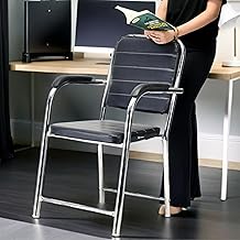 RATISON Office Chair Visitor Chair with arm Rest with Steel Frame and Cushioned seat Back, Chair Without Wheels Holds up to 125 kg Heavy Design (1, Black, Heavy)