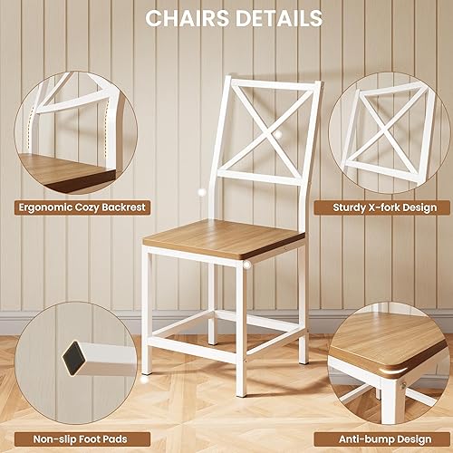 Miniatura 5 de IRONCK Juego de mesa de comedor para 4, mesa redonda de cocina y 4 taburetes para comedor, escritorio de hojas caídas de 44.5 pulgadas, pequeño